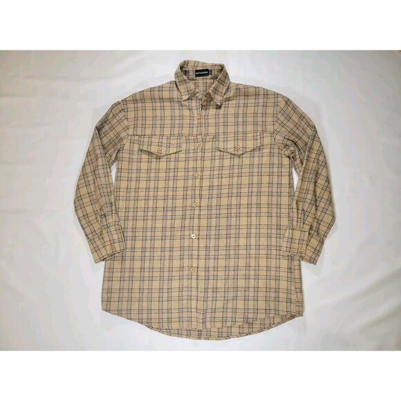 Prettylittlething Womens Size 4 Plaid Flannel Shirt Oversized Gorpcore Boyfriend - Picture 1 of 9